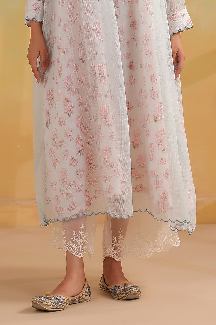 Blue Cotton Embroidered Kurta Set by ANSHU WADHWA at Pernia's Pop Up Shop