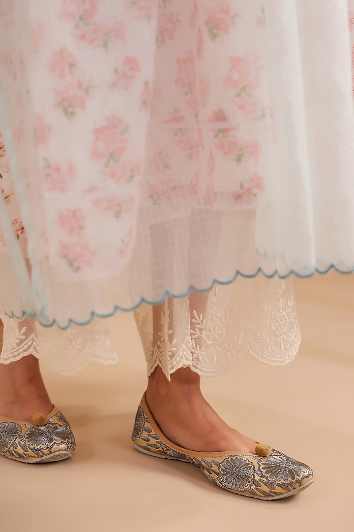 Blue Cotton Embroidered Kurta Set by ANSHU WADHWA at Pernia's Pop Up Shop