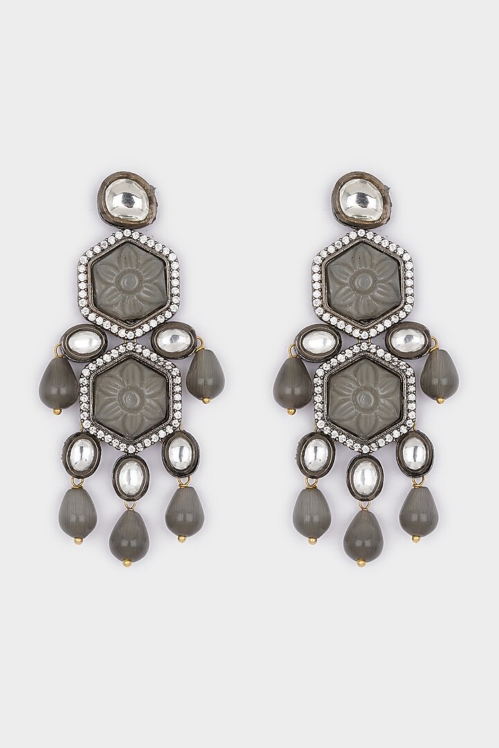 Micro Gold Finish Earrings With Kundan Polki by AHAANYA at Pernia's Pop Up Shop