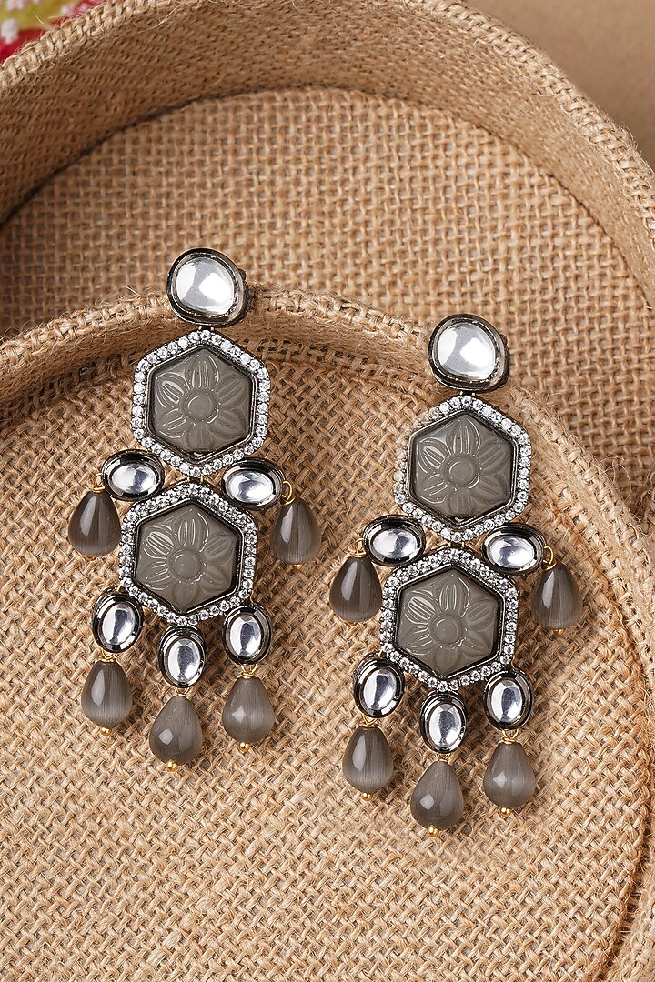 Micro Gold Finish Earrings With Kundan Polki by AHAANYA at Pernia's Pop Up Shop