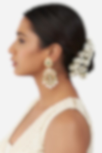 Micro Gold Finish Earrings With Pearls by AHAANYA at Pernia's Pop Up Shop