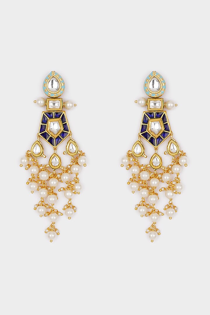 Micro Gold Finish Pearl Earrings by AHAANYA at Pernia's Pop Up Shop