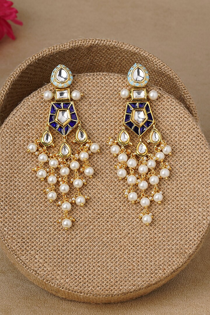 Micro Gold Finish Pearl Earrings by AHAANYA at Pernia's Pop Up Shop