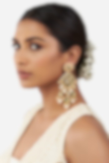 Micro Gold Finish Earrings With Beads by AHAANYA at Pernia's Pop Up Shop