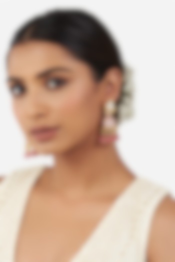 Micro Gold Finish Meenakari Jhumka Earrings by AHAANYA at Pernia's Pop Up Shop