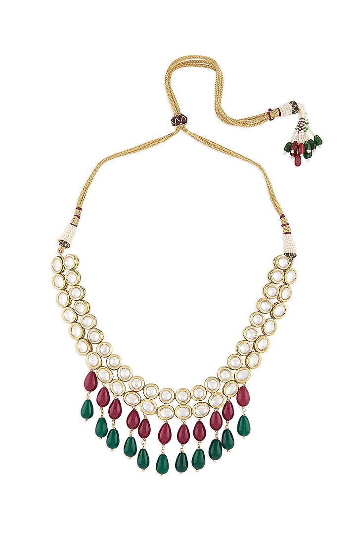Micro Gold Finish Hydro Kundan Polki Necklace by AHAANYA at Pernia's Pop Up Shop