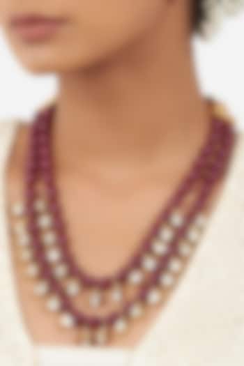 Micro Gold Finish Layered Necklace by AHAANYA