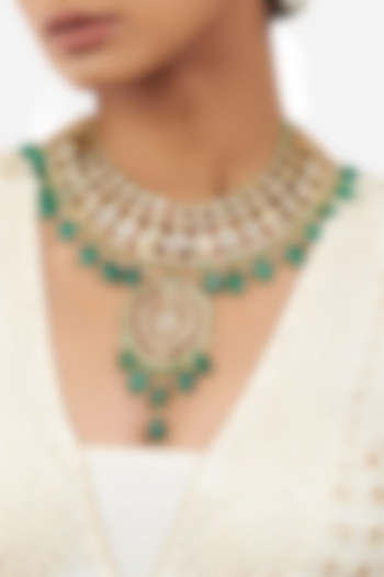Micro Gold Finish Beaded Necklace by AHAANYA