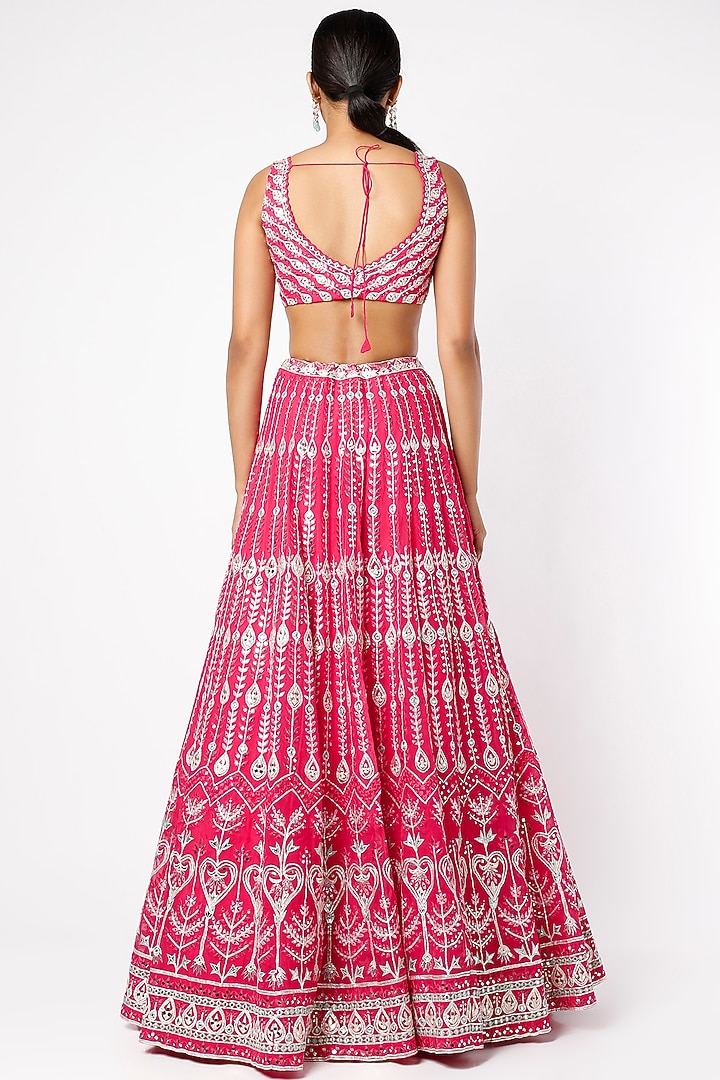 Fuchsia Embroidered Bridal Lehenga Set by Aneesh Agarwaal at Pernia's Pop Up Shop