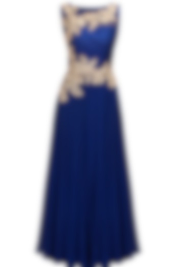 Royal blue embroidered anarkali set available only at Pernia's Pop-Up Shop.