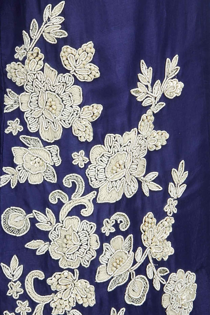 Navy blue zardosi embroidered anarkali set available only at Pernia's Pop-Up Shop.
