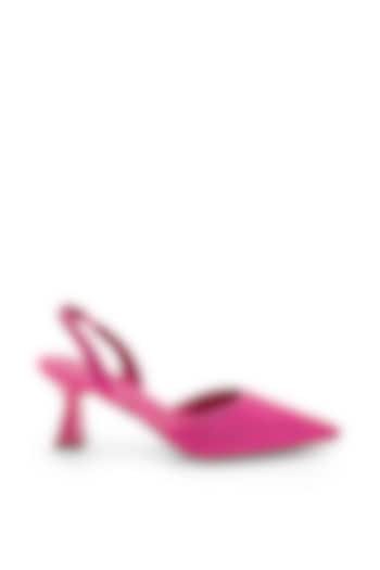 Pink Satin Embellished Heels by Anaar