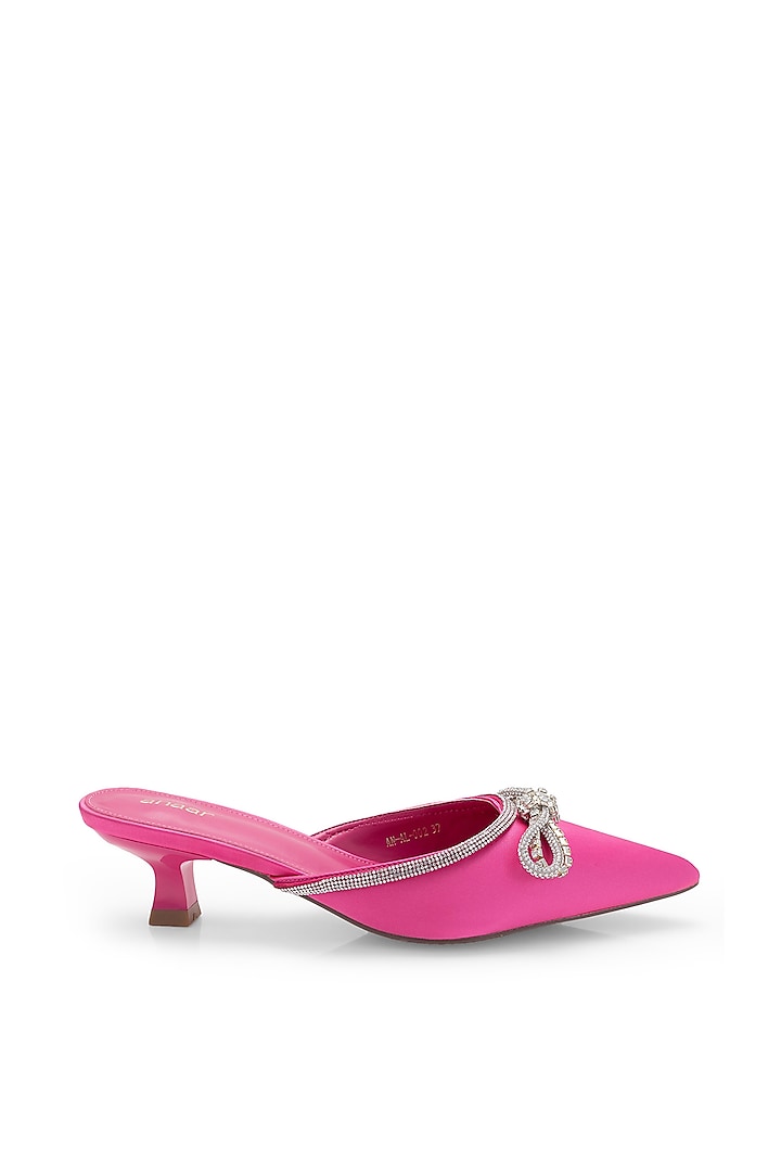 Pink Satin Embellished Heels by Anaar