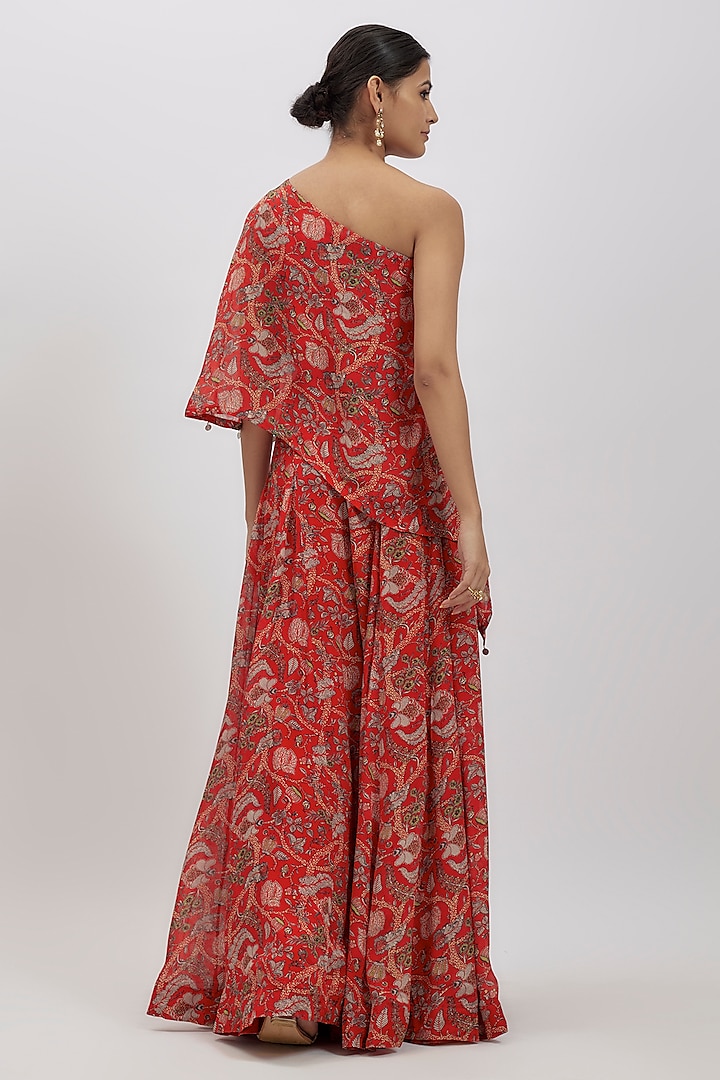 Red Kalamkari Party Wear Sharara Set by Aneesh Agarwaal PRET at Pernia's Pop Up Shop