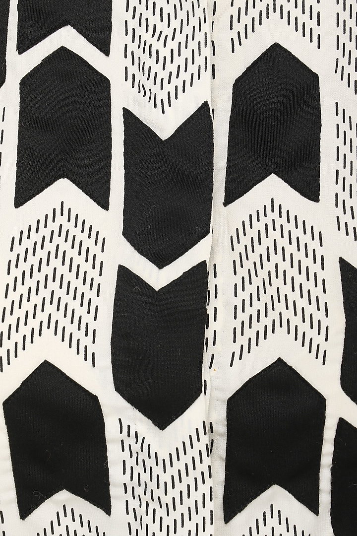 Off white applique work knee length dress available only at Pernia's Pop Up Shop.