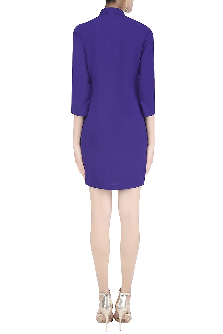 Blue sequins embellished shirt dress available only at Pernia's Pop Up Shop.