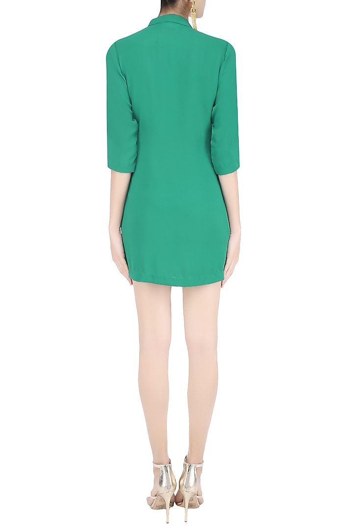 Green sequins embellished shirt dress available only at Pernia's Pop Up Shop.