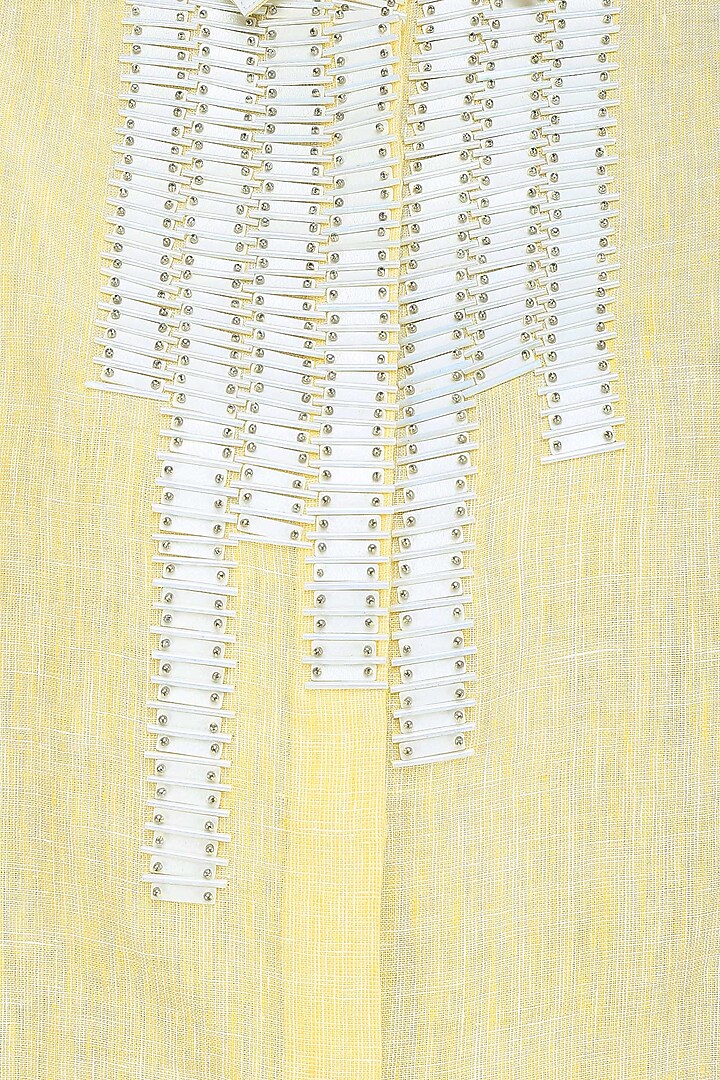 Yellow and white sequins embellished shirt available only at Pernia's Pop Up Shop.