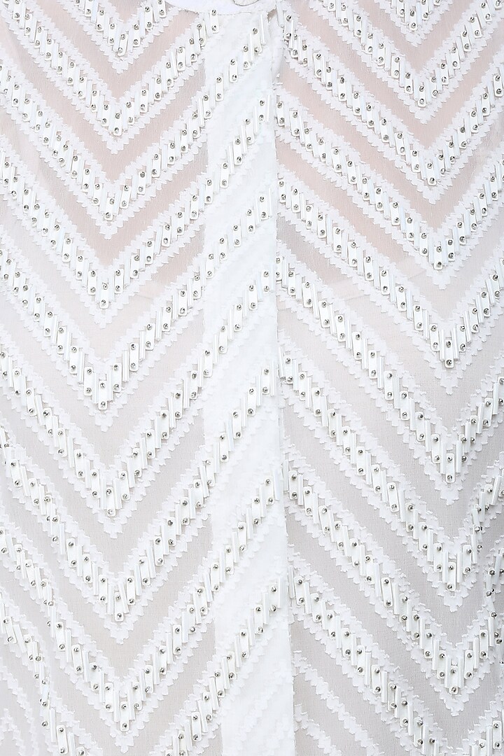 White zigzag pattern sequins embellished shirt dress available only at Pernia's Pop Up Shop.