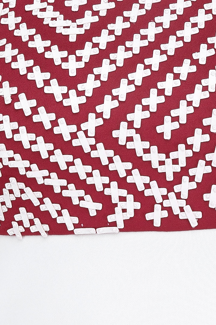 White and red applique work fitted dress available only at Pernia's Pop Up Shop.
