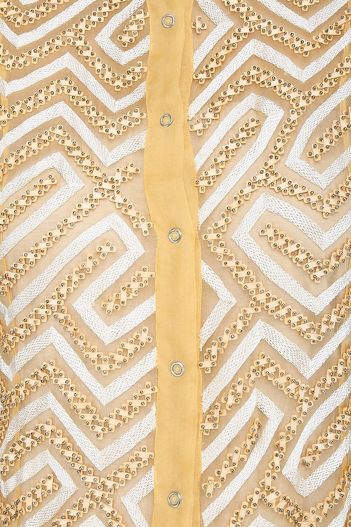 Yellow applique work button down shirt available only at Pernia's Pop Up Shop.