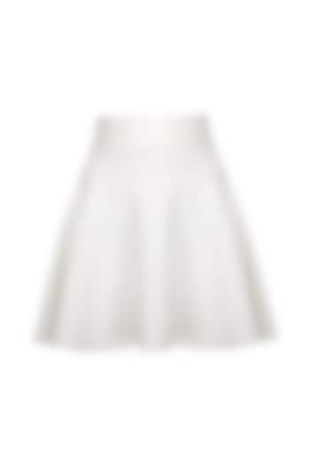 White Knitted Skater Skirt by Anand Bhushan