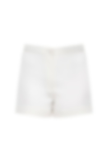 White Knitted Shorts by Anand Bhushan