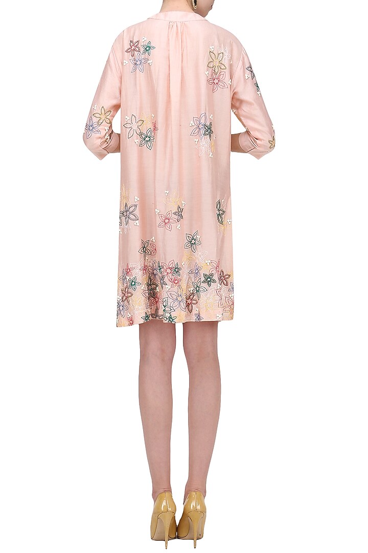 Pink embroidered yoke neck tunic available only at Pernia's Pop Up Shop.