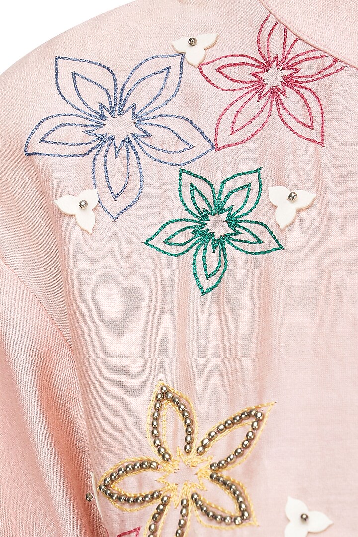 Pink embroidered yoke neck tunic available only at Pernia's Pop Up Shop.