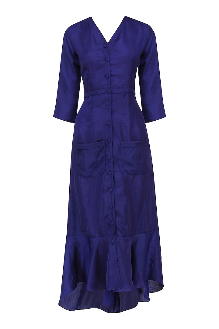 Sapphire Ruffled High Low Evening Dress by Ankita
