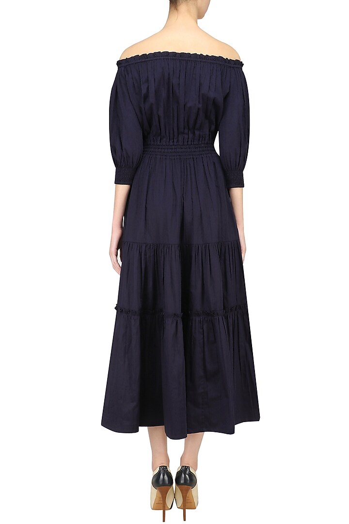 Navy blue off shoulder dress available only at Pernia's Pop Up Shop.