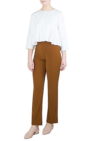 White Pleated Top by Ankita