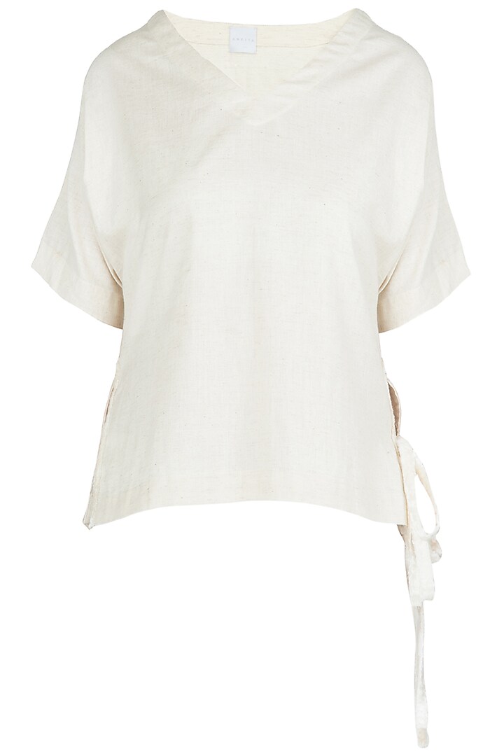 Beige side slit top available only at Pernia's Pop Up Shop.