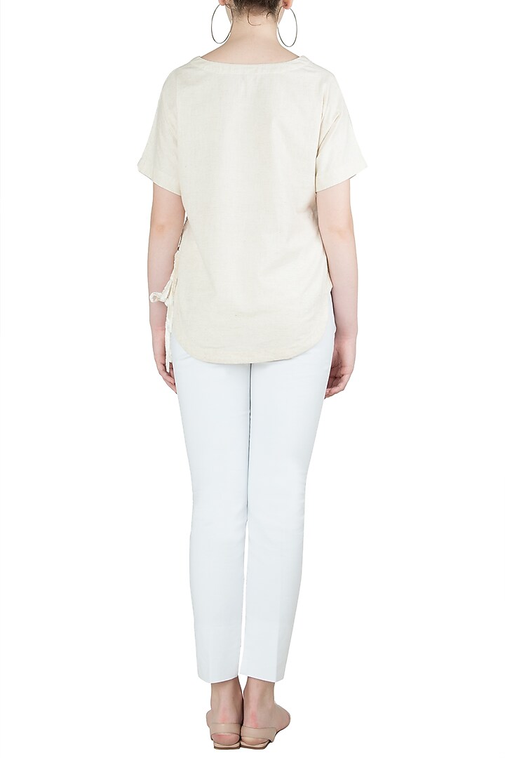 Beige side slit top available only at Pernia's Pop Up Shop.