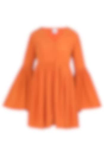 Orange Button Down Flared Dress by Ankita
