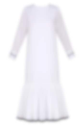 White Monochrome Frill Dress by Ankita