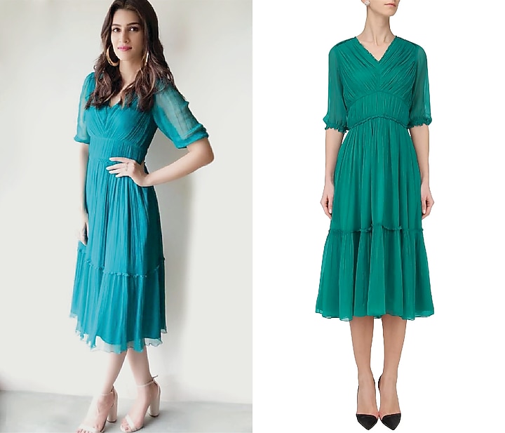 Teal pleated tier dress earrings available only at Pernia's Pop Up Shop.
