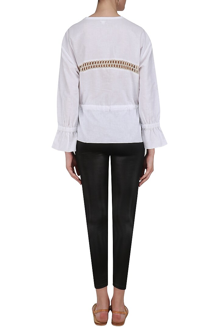 White lace trim tie up top available only at Pernia's Pop Up Shop.