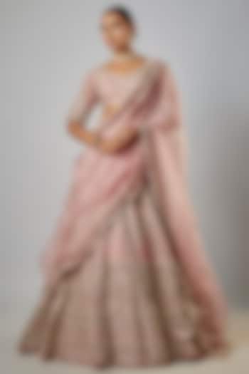 Pink Organza Zardosi Embroidered Bridal lehenga for 22 Lehenga Set by Anushree Reddy at Pernia's Pop Up Shop