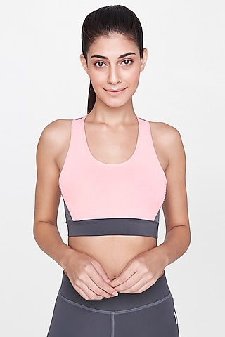 Peach Polyester Sports Bra by AND