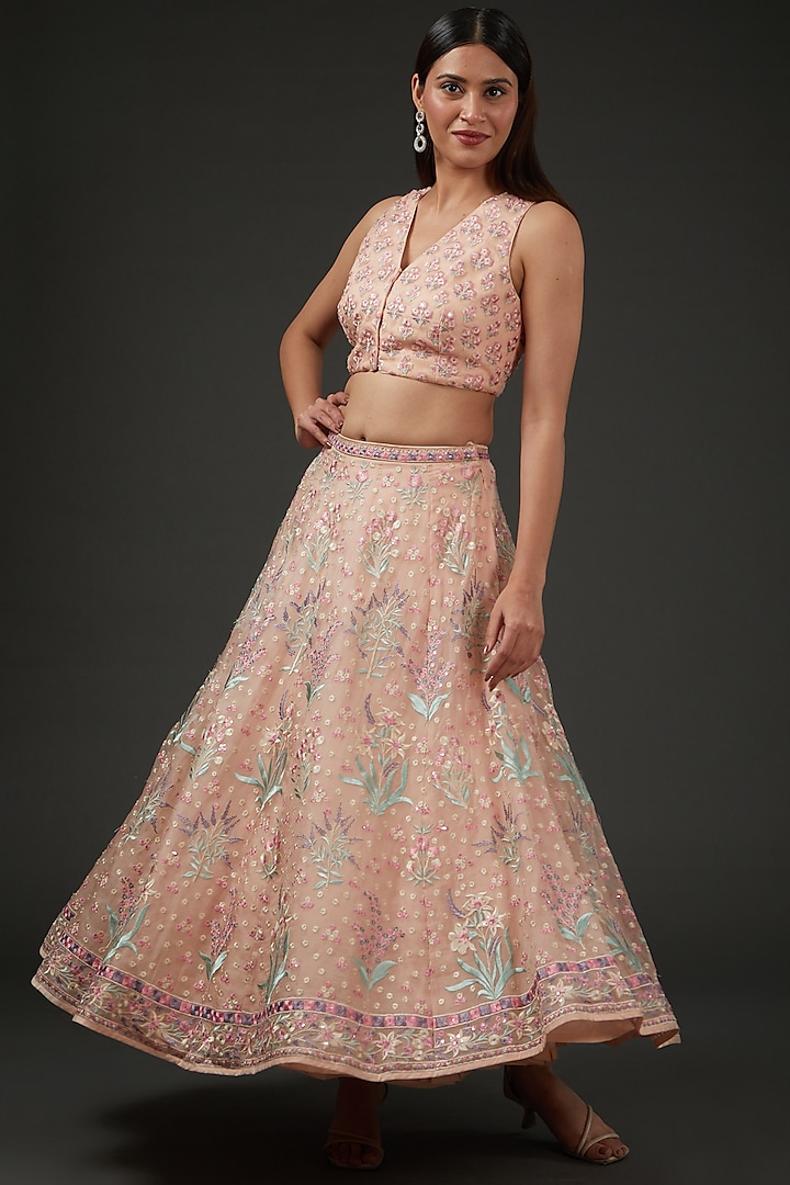 Pink Embroidered Skirt Set by Anita Dongre