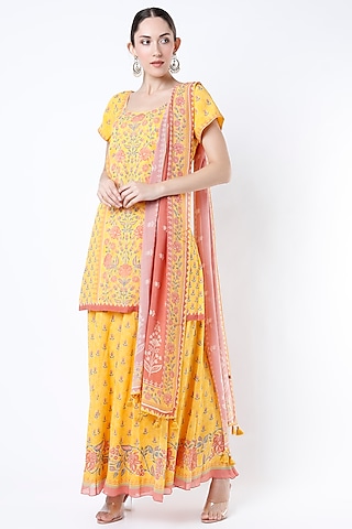 Yellow Bemberg Sharara Set by Anita Dongre