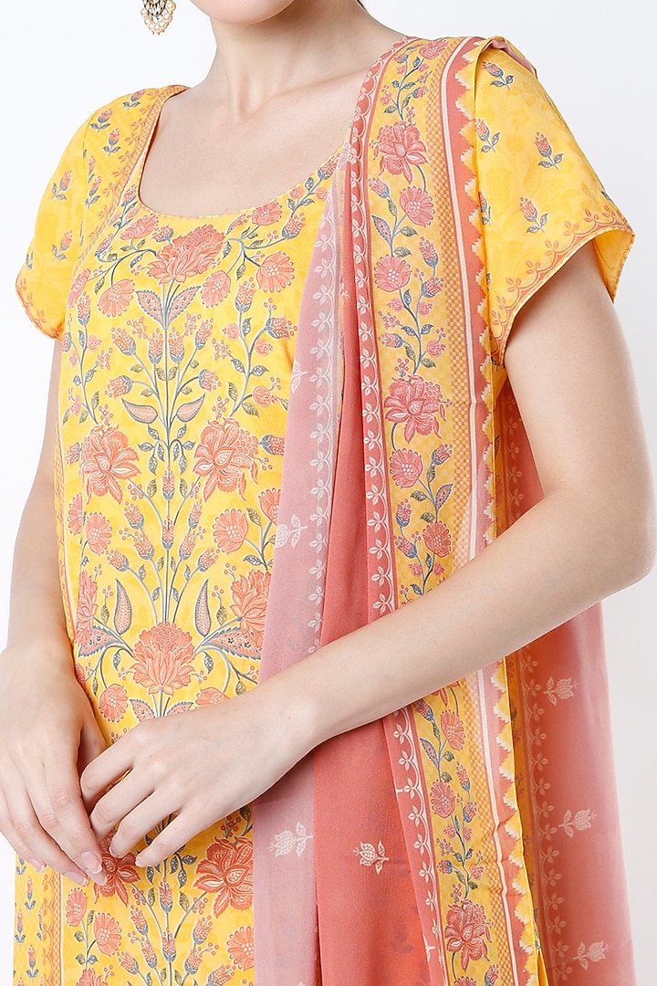 Yellow Bemberg Party Wear Sharara Set by Anita Dongre at Pernia's Pop Up Shop