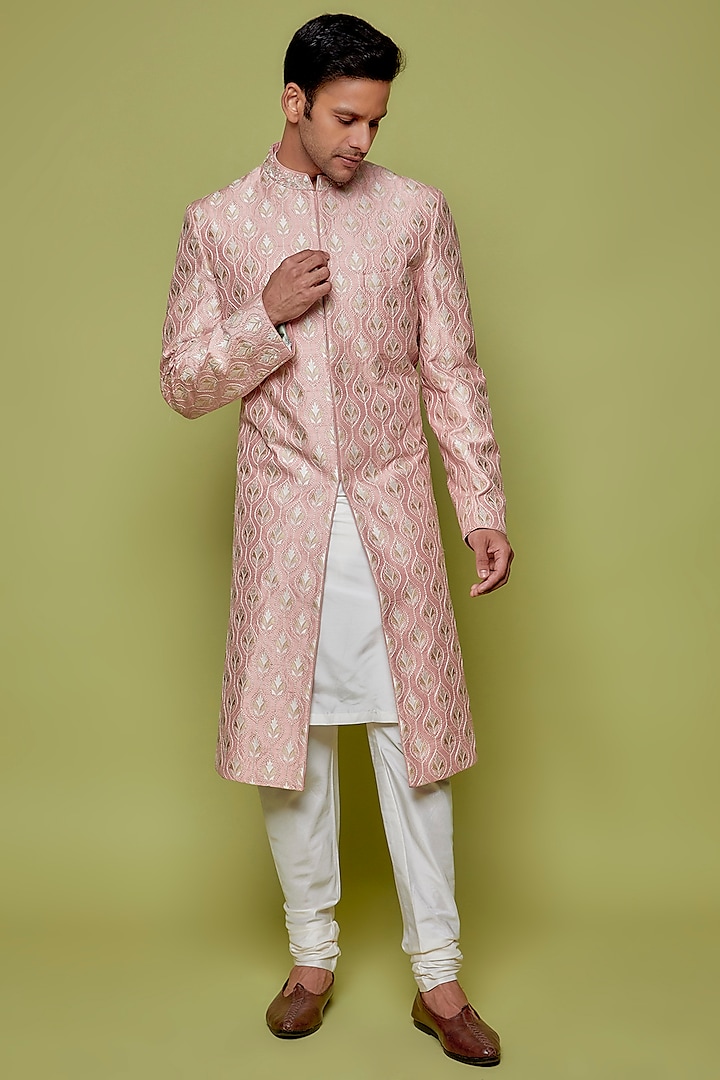 Blush Pink Embroidered Groom Sherwani Set by Anita Dongre Men at Pernia's Pop Up Shop