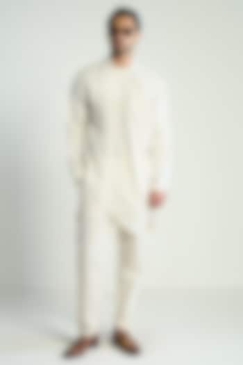 Ivory Cotton Silk Satin Kurta by Antar Agni Men at Pernia's Pop Up Shop