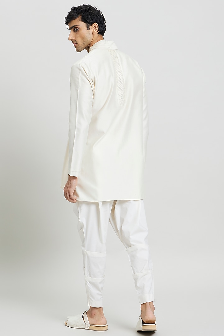 Ivory Cotton Silk Wedding Shirt by Antar Agni Men at Pernia's Pop Up Shop