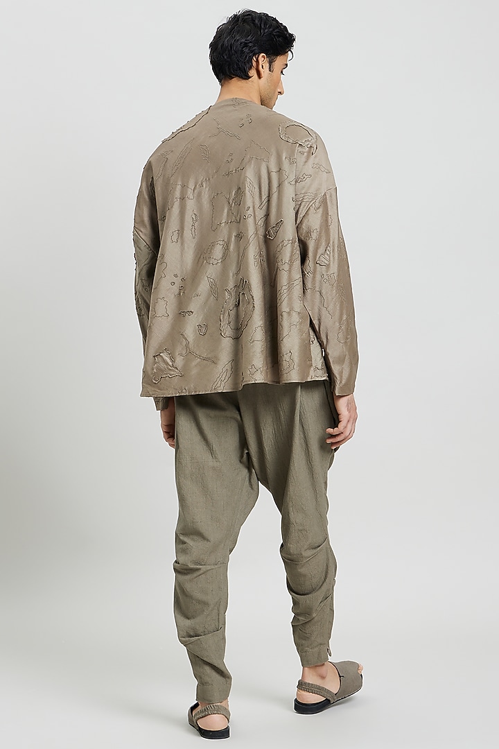 Mud Green Cotton Silk T-Shirt by Antar Agni Men at Pernia's Pop Up Shop