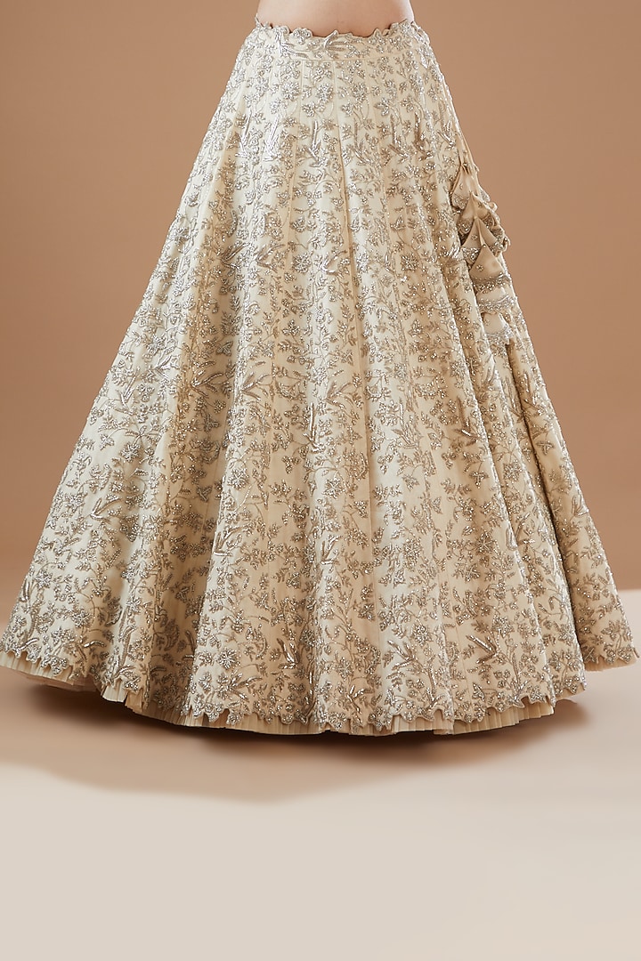 Ivory Organza Hand Embroidered Bridal Lehenga Set by Anushree Reddy at Pernia's Pop Up Shop