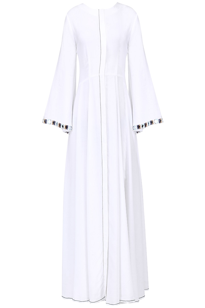 White Mirror Beaded Embroidered Tunic by Aruni
