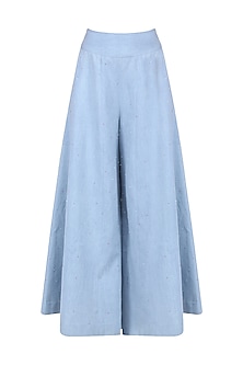 Sky blue denim sharara pants available only at Pernia's Pop Up Shop. 2023
